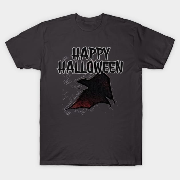 Happy Halloween Bat #2 T-Shirt by wildjellybeans